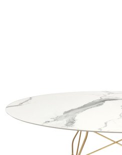 Kartell Glossy tafel - wit marmer - goud - ovaal