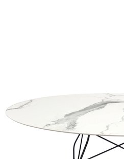 Kartell Glossy tafel - wit marmer - zwart - ovaal
