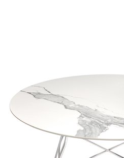 Kartell Glossy tafel - wit marmer - chroom - rond
