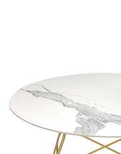 Kartell Glossy tafel - wit marmer - goud - rond