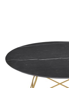 Kartell Glossy tafel - zwart marmer - goud - rond