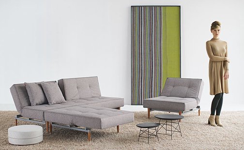 Innovation Living Splitback slaapbank - grijs - Mixed Dance - chroom