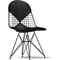 Vitra Wire Chair DKR-2 - Glijders voor harde vloer - Leder nero - zwart