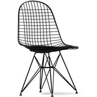 Vitra Wire Chair DKR-5 - zwart - Leder - asfalt