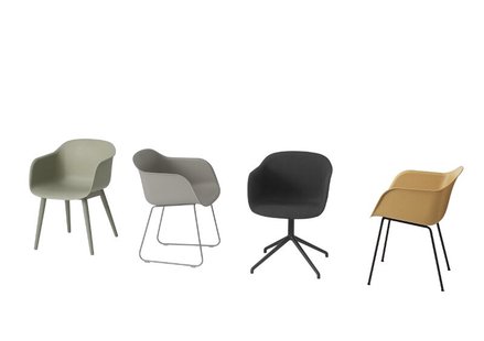 Muuto Fiber Armleunstoel Draaivoet - natuurwit - frame wit