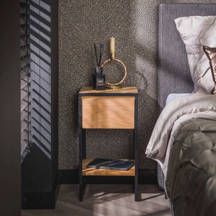 LifestyleFurn Nachtkastje 'Shellina' Acaciahout, Met 1 lade