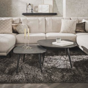 LifestyleFurn Organische Salontafel 'Kora' Set van 2 stuks, Keramiek look