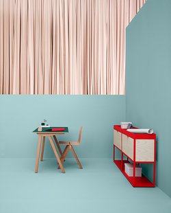 HAY New Order wand - sideboard - zwart - Essenhout natuur