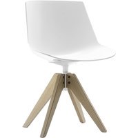 MDF Italia Flow draaistoel VN eikenhouten frame - wit - eiken gebleekt