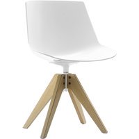 MDF Italia Flow draaistoel VN eikenhouten frame - wit - eiken natuur