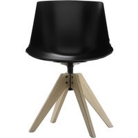 MDF Italia Flow draaistoel VN eikenhouten frame - zwart - eiken natuur