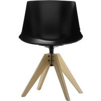 MDF Italia Flow draaistoel VN eikenhouten frame - zwart - eiken gebleekt