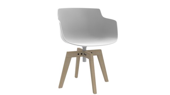 MDF Italia Flow Slim armleundraaistoel eikenhouten frame - wit - eiken gebleekt
