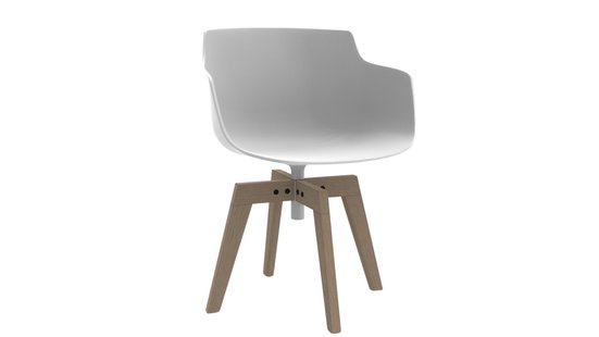 MDF Italia Flow Slim armleundraaistoel eikenhouten frame - wit - eiken natuur