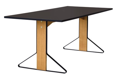 Artek Kaari eettafel klein - linoleum zwart - Natuurhout - groot