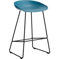 HAY About a Stool AAS 38 - Zithoogte 65 cm - Standaard glijders kunststof - zwart - azure blue 2.0