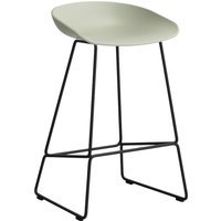 HAY About a Stool AAS 38 - pastel green 2.0 - zwart - Standaard glijders kunststof - Zithoogte 65 cm