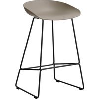HAY About a Stool AAS 38 - khaki 2.0 - zwart - Standaard glijders kunststof - Zithoogte 65 cm