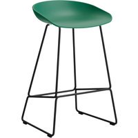 HAY About a Stool AAS 38 - teal green 2.0 - zwart - viltglijders - Zithoogte 65 cm