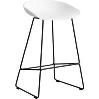 HAY About a Stool AAS 38 - white 2.0 - zwart - viltglijders - Zithoogte 65 cm