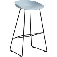 HAY About a Stool AAS 38 - slate blue 2.0 - zwart - Standaard glijders kunststof - Zithoogte 75 cm