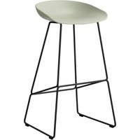 HAY About a Stool AAS 38 - pastel green 2.0 - zwart - Standaard glijders kunststof - Zithoogte 75 cm