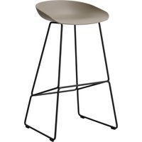 HAY About a Stool AAS 38 - khaki 2.0 - zwart - Standaard glijders kunststof - Zithoogte 75 cm