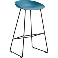 HAY About a Stool AAS 38 - azure blue 2.0 - zwart - viltglijders - Zithoogte 75 cm