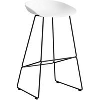 HAY About a Stool AAS 38 - white 2.0 - zwart - viltglijders - Zithoogte 75 cm