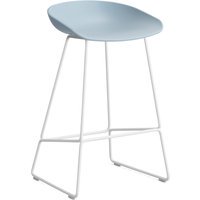 HAY About a Stool AAS 38 - slate blue 2.0 - wit - Standaard glijders kunststof - Zithoogte 65 cm
