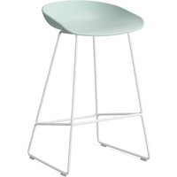 HAY About a Stool AAS 38 - dusty mint 2.0 - wit - Standaard glijders kunststof - Zithoogte 65 cm