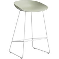 HAY About a Stool AAS 38 - pastel green 2.0 - wit - Standaard glijders kunststof - Zithoogte 65 cm