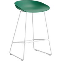 HAY About a Stool AAS 38 - teal green 2.0 - wit - viltglijders - Zithoogte 65 cm