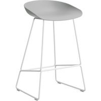 HAY About a Stool AAS 38 - concrete grey 2.0 - wit - viltglijders - Zithoogte 65 cm