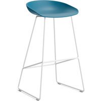 HAY About a Stool AAS 38 - azure blue 2.0 - wit - Standaard glijders kunststof - Zithoogte 75 cm