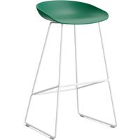 HAY About a Stool AAS 38 - teal green 2.0 - wit - Standaard glijders kunststof - Zithoogte 75 cm
