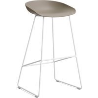 HAY About a Stool AAS 38 - khaki 2.0 - wit - Standaard glijders kunststof - Zithoogte 75 cm