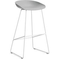 HAY About a Stool AAS 38 - concrete grey 2.0 - wit - Standaard glijders kunststof - Zithoogte 75 cm