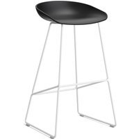 HAY About a Stool AAS 38 - black 2.0 - wit - Standaard glijders kunststof - Zithoogte 75 cm