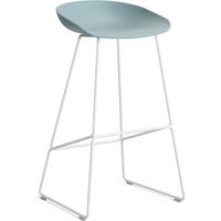 HAY About a Stool AAS 38 - dusty blue 2.0 - wit - viltglijders - Zithoogte 75 cm