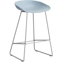 HAY About a Stool AAS 38 - Zithoogte 65 cm - Standaard glijders kunststof - roestvrij staal - slate blue 2.0