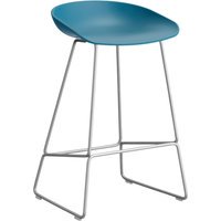 HAY About a Stool AAS 38 - azure blue 2.0 - roestvrij staal - Standaard glijders kunststof - Zithoogte 65 cm