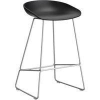 HAY About a Stool AAS 38 - black 2.0 - roestvrij staal - Standaard glijders kunststof - Zithoogte 65 cm