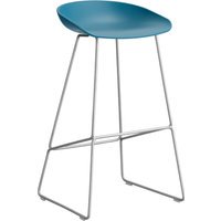 HAY About a Stool AAS 38 - azure blue 2.0 - roestvrij staal - Standaard glijders kunststof - Zithoogte 75 cm