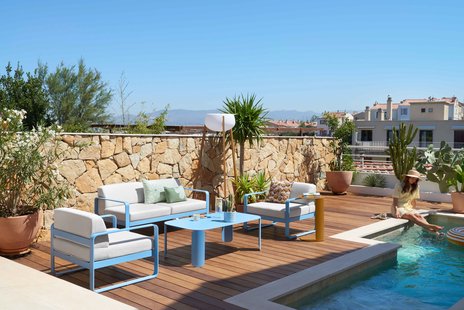 Fermob BELLEVIE fauteuil - E1 Maya blauw - 81 witgrijs