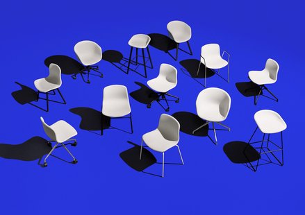 HAY About a Chair AAC 26 - grijsblauw - zwart - Standaard glijders kunststof