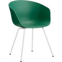 HAY About a Chair AAC 26 - teal green 2.0 - gepoedercoat wit - Standaard glijders kunststof
