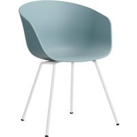 HAY About a Chair AAC 26 - dusty blue 2.0 - gepoedercoat wit - Standaard glijders kunststof