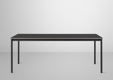 Muuto Base tafel - zwart linoleum - zwart - multiplexrand - L