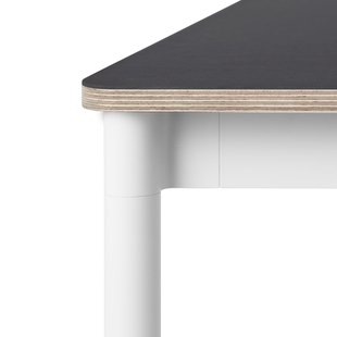 Muuto Base tafel - zwart linoleum - wit - multiplexrand - XL